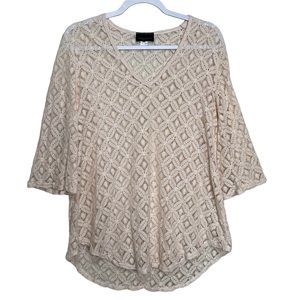 Jordan Taylor Cover Up Top V-Neck 3/4 Sleeves Blush Pink Beachy Coastal Size M